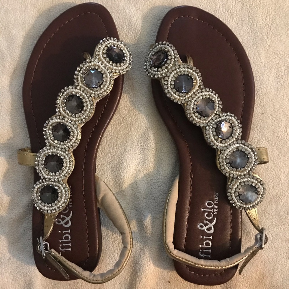 Fibi & Clo Smoke Cascade Leather Sandals